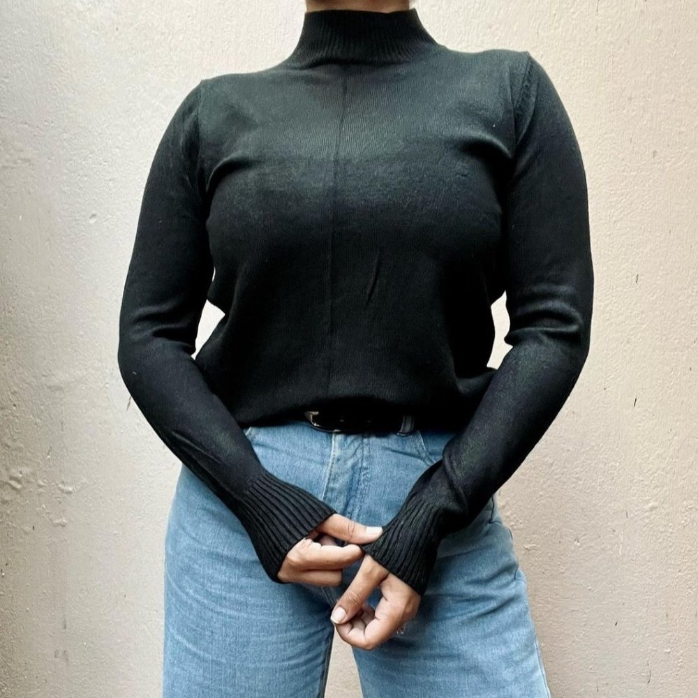 Black Turtle Neck Pullover - Picture 1 of 4